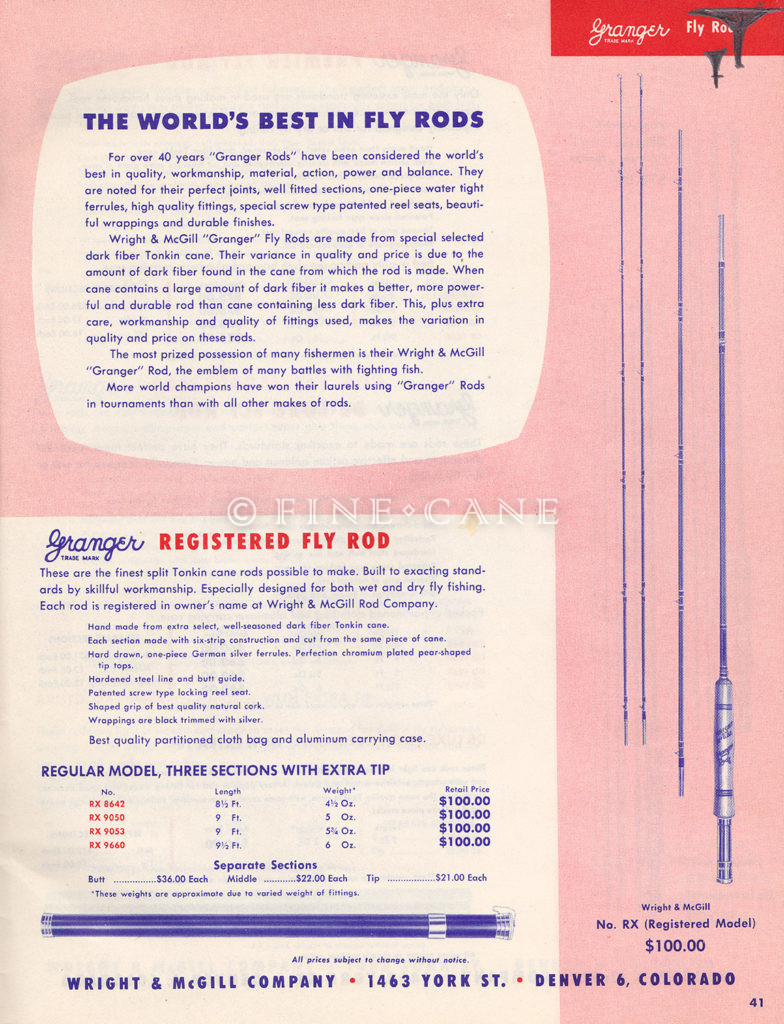 1953 Wright & McGill Granger Catalog - Granger Rods - Finecane