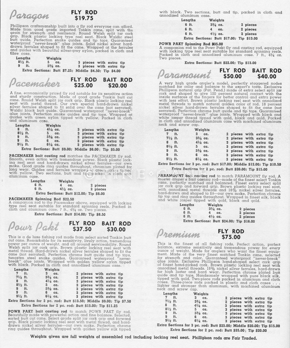 1949 Phillipson Catalog (Photocopy) Granger Rods Finecane